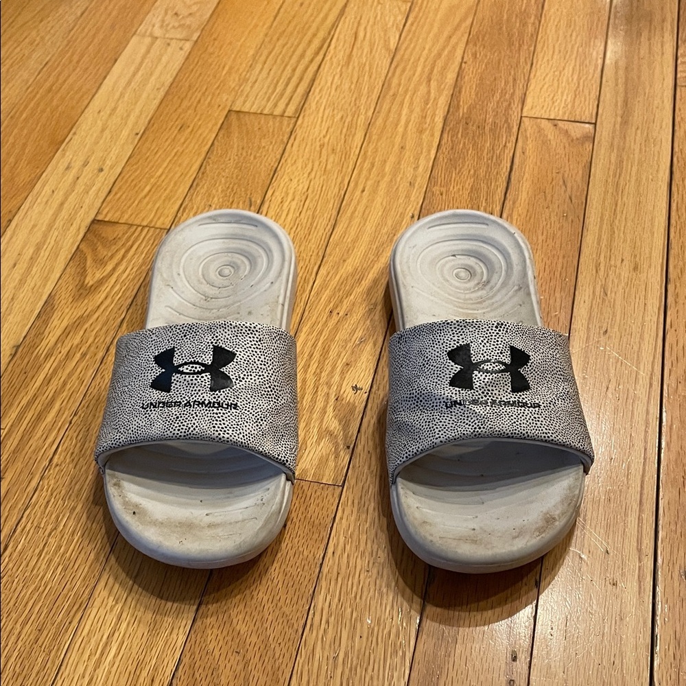 Under Armour Textured Gray Slide Sandals